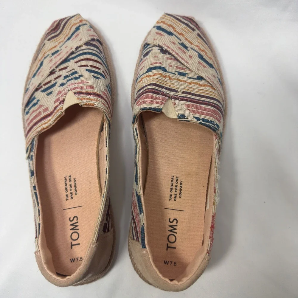 TOMS Women's‎ Espadrille Slip On Shoes Multi Color Woven Size 7.5